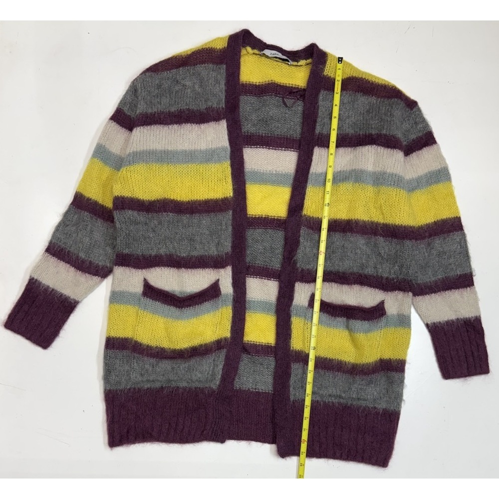 Zara Wool Mohair Oversized Knit Jacket Knit‎ Coat Stripes Striped Women's Medium